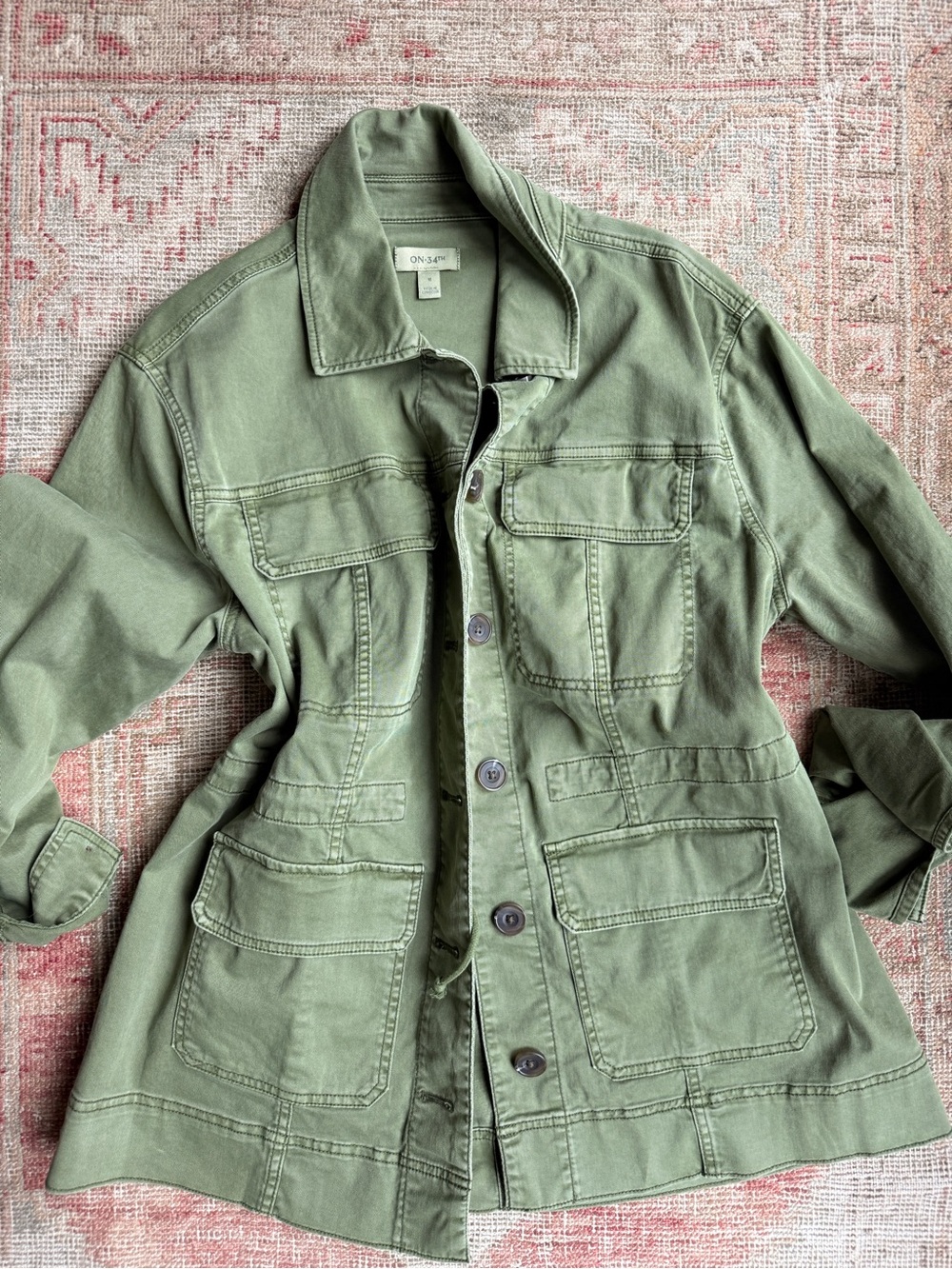 Olive Utility Jacket - Women's Button-Front Field Jacket